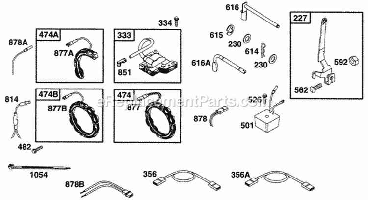 Elect Controls Diagram and Parts List for 282707-0026-01  Briggs and Stratton Engine